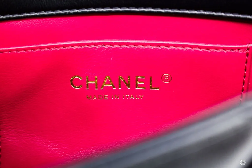 Chanel AS3113B07634 Mini Flab Bag With Enamel And Gold Tone Metal  Black   94305 Calfskin Shoulder Bags Gbhw