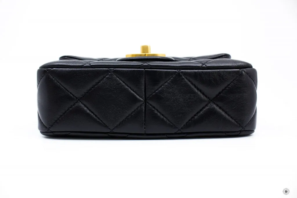 Chanel AS3113B07634 Mini Flab Bag With Enamel And Gold Tone Metal  Black   94305 Calfskin Shoulder Bags Gbhw