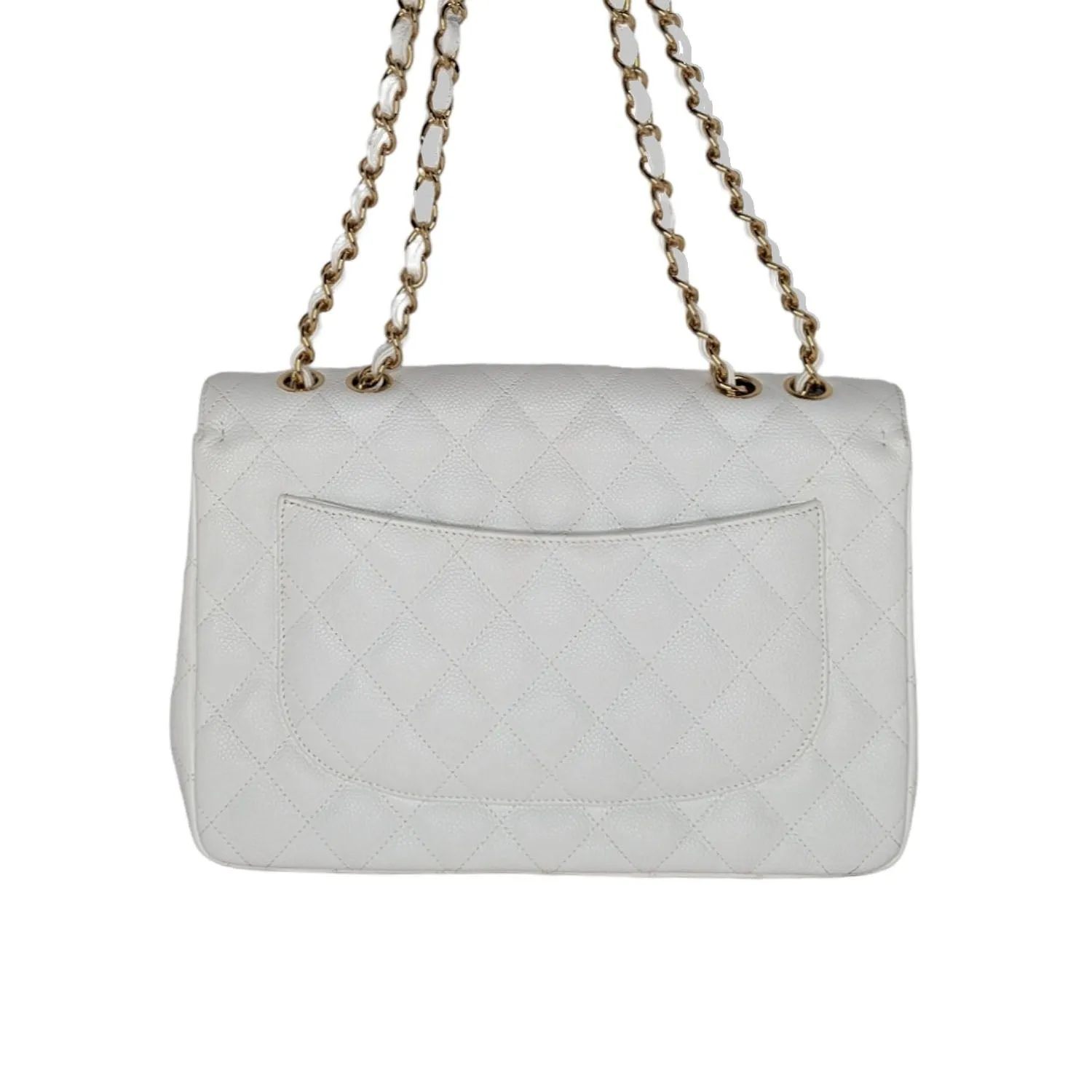 Chanel bags Vintage Classic Quilted Caviar Single White Jumbo Flap