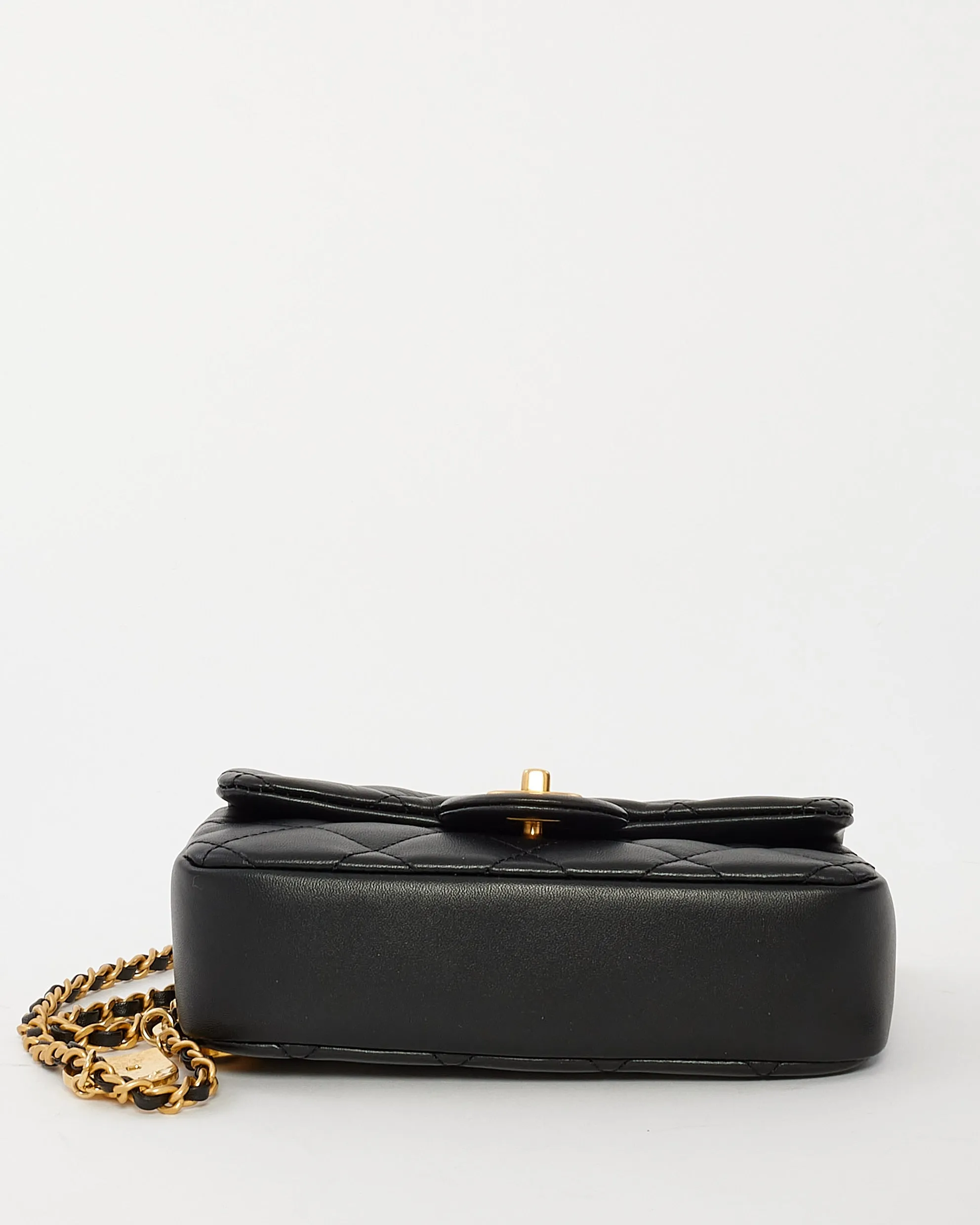 Chanel Black Lambskin CC & Heart Charm Mini Flap Bag GHW