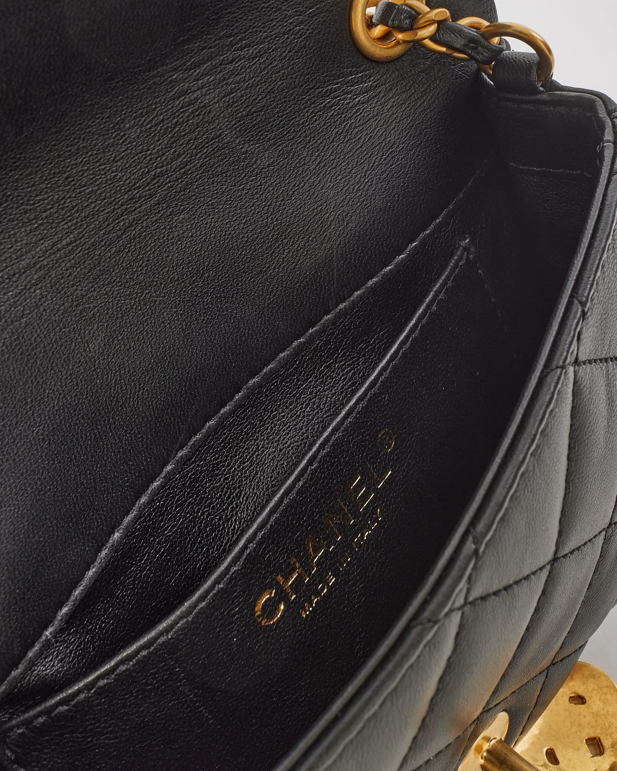 Chanel Black Lambskin CC & Heart Charm Mini Flap Bag GHW