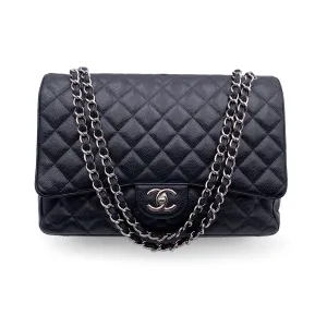 CHANEL Black Quilted Caviar Maxi Timeless Classic 2.55 Double New Bag