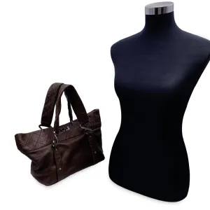 Chanel Brown Leather Sticth Mademoiselle 8 Knots Tote Bag