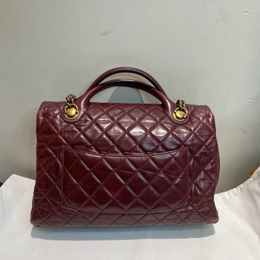 Chanel Burgundy Quilted Leather Large Flap Bag