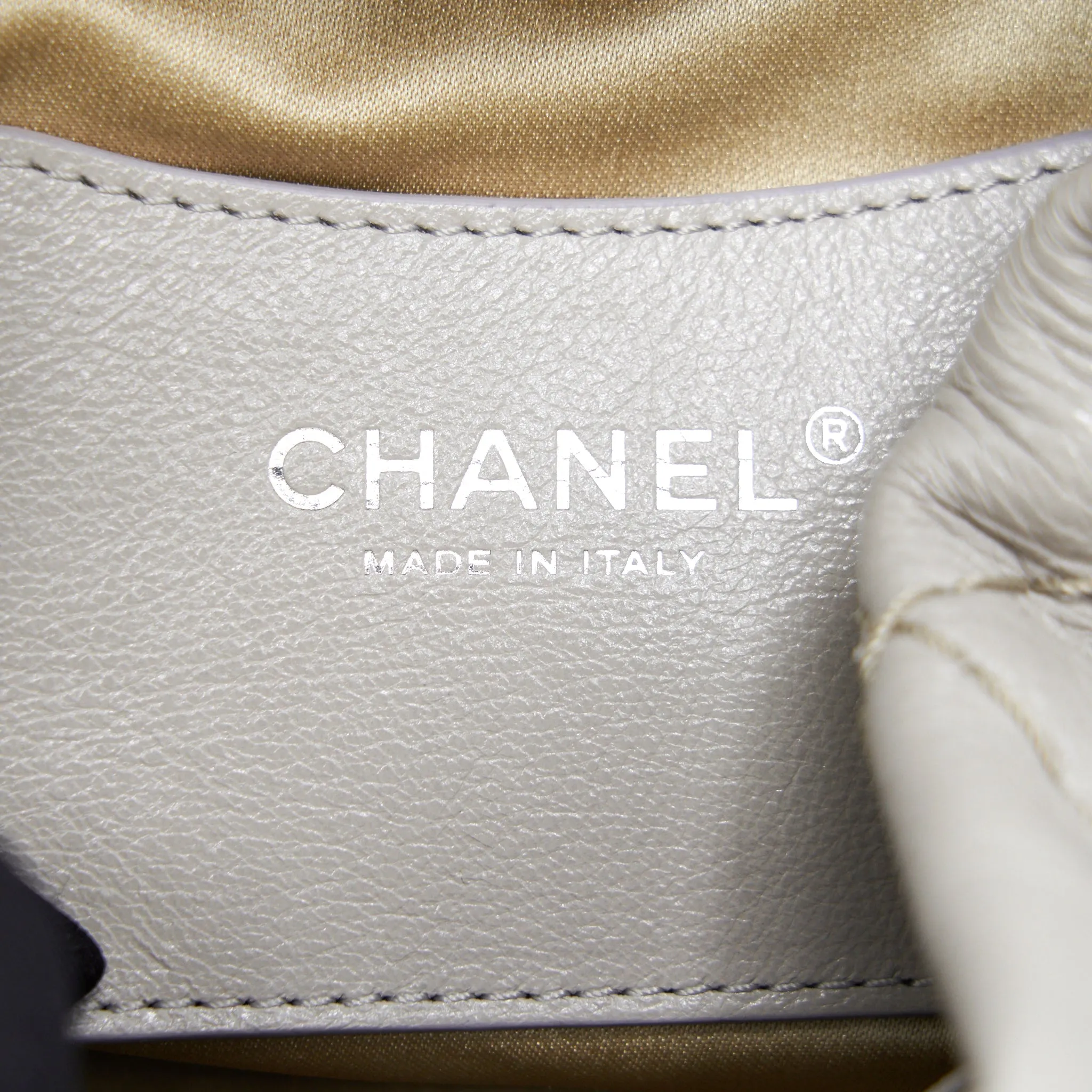 Chanel Caviar Bucket Tote Bag Grey SHW Serial15