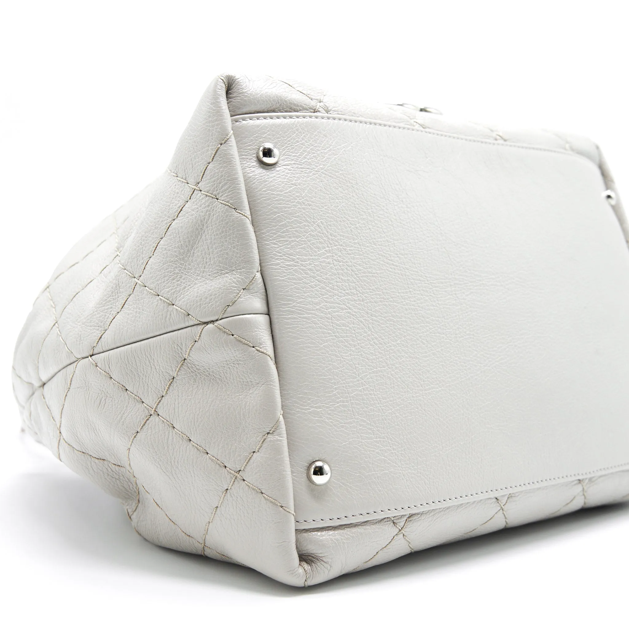 Chanel Caviar Bucket Tote Bag Grey SHW Serial15