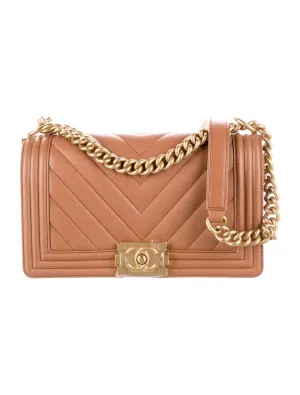 CHANEL CC MEDIUM BOY CHEVRON QUILTED CALFSKIN BAG