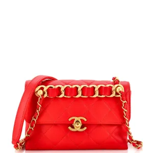 CHANEL Chain Bar Top Handle Flap Bag Quilted Calfskin Mini
