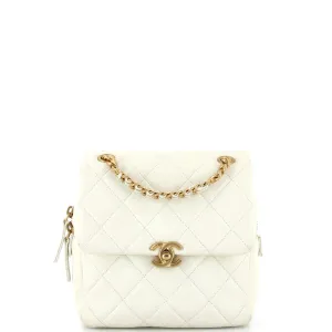 CHANEL Chain Melody Flap Backpack Quilted Caviar Small