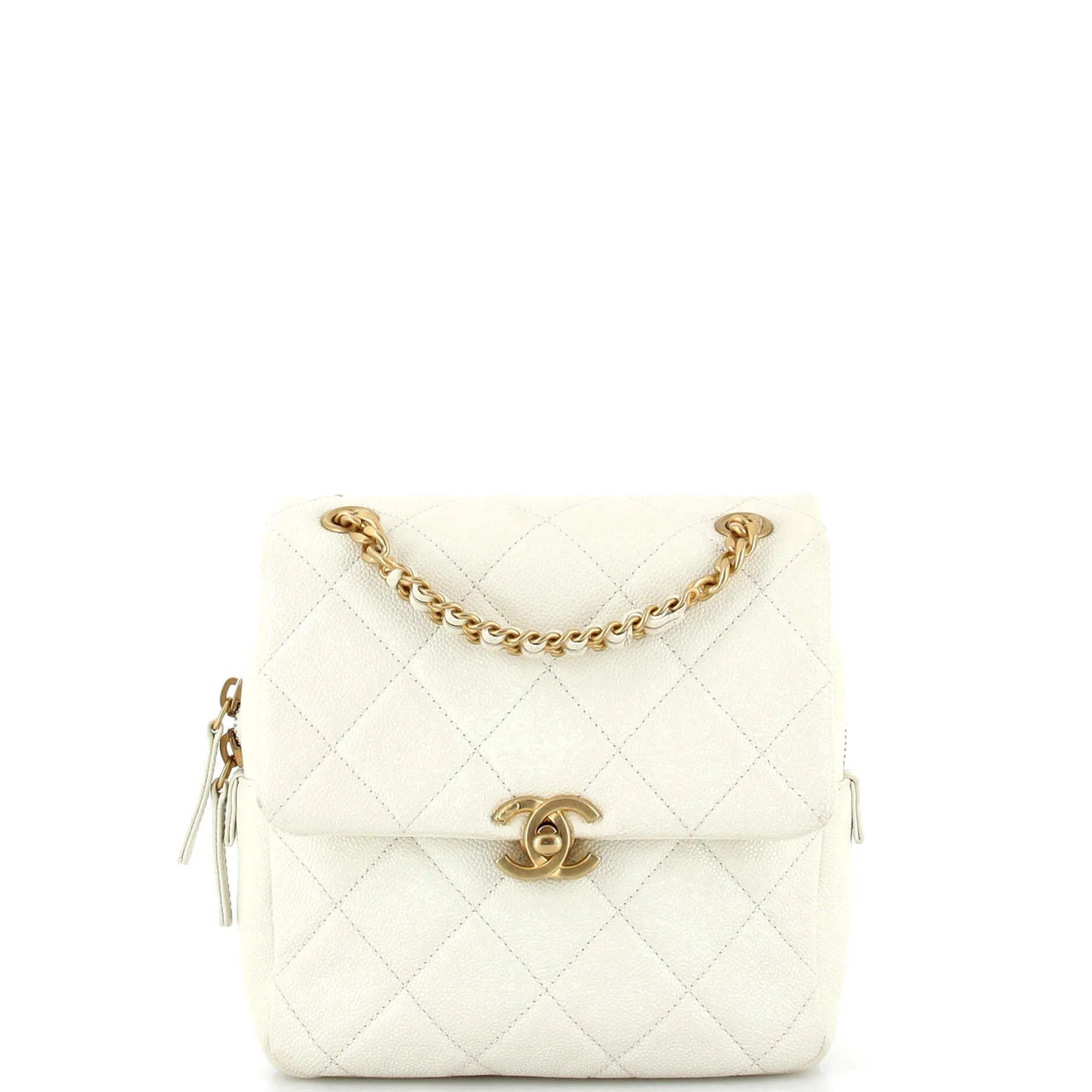 CHANEL Chain Melody Flap Backpack Quilted Caviar Small