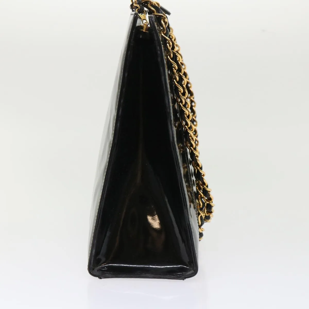 Chanel Chain Shoulder Bag Patent leather Black CC  bs6435