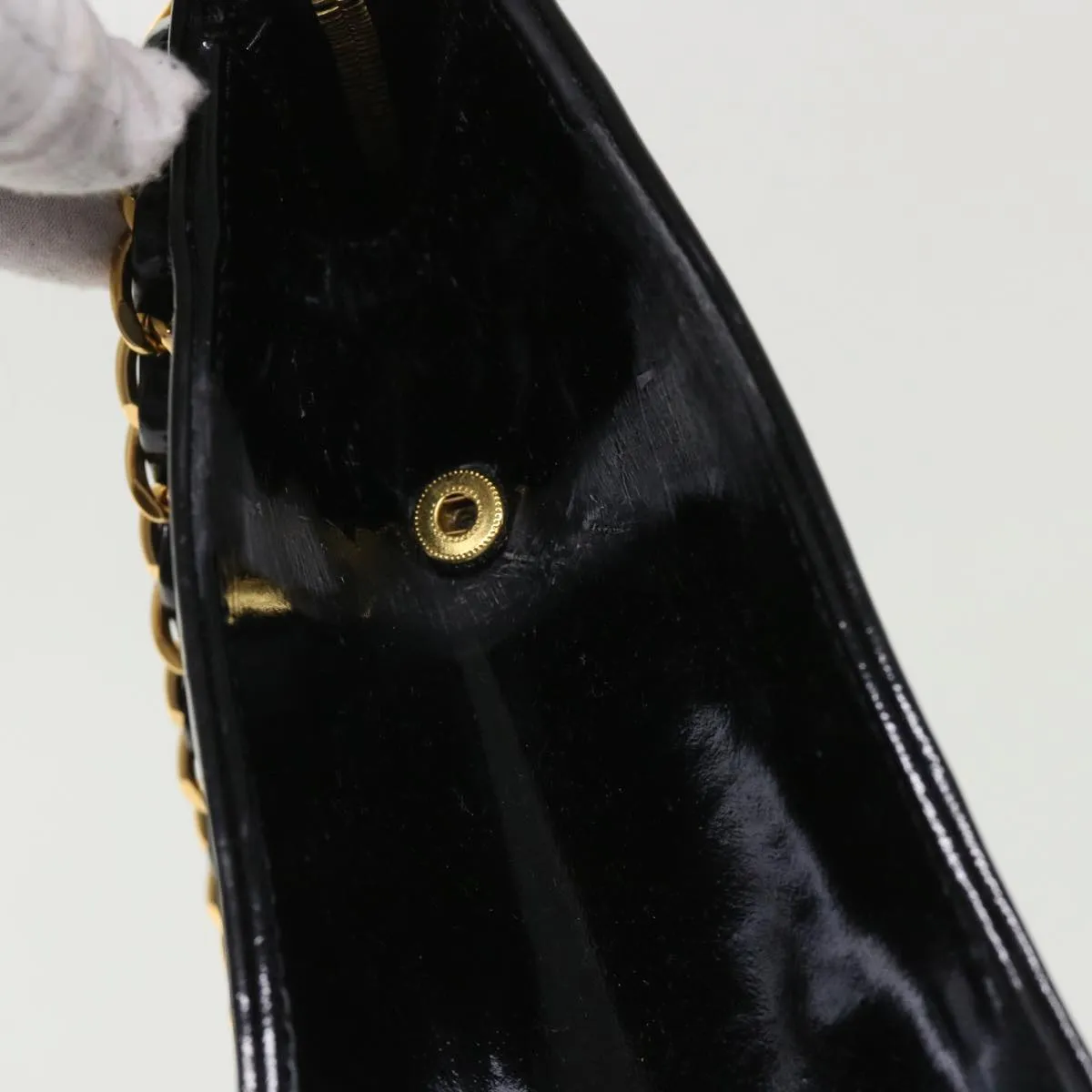 Chanel Chain Shoulder Bag Patent leather Black CC  bs6435