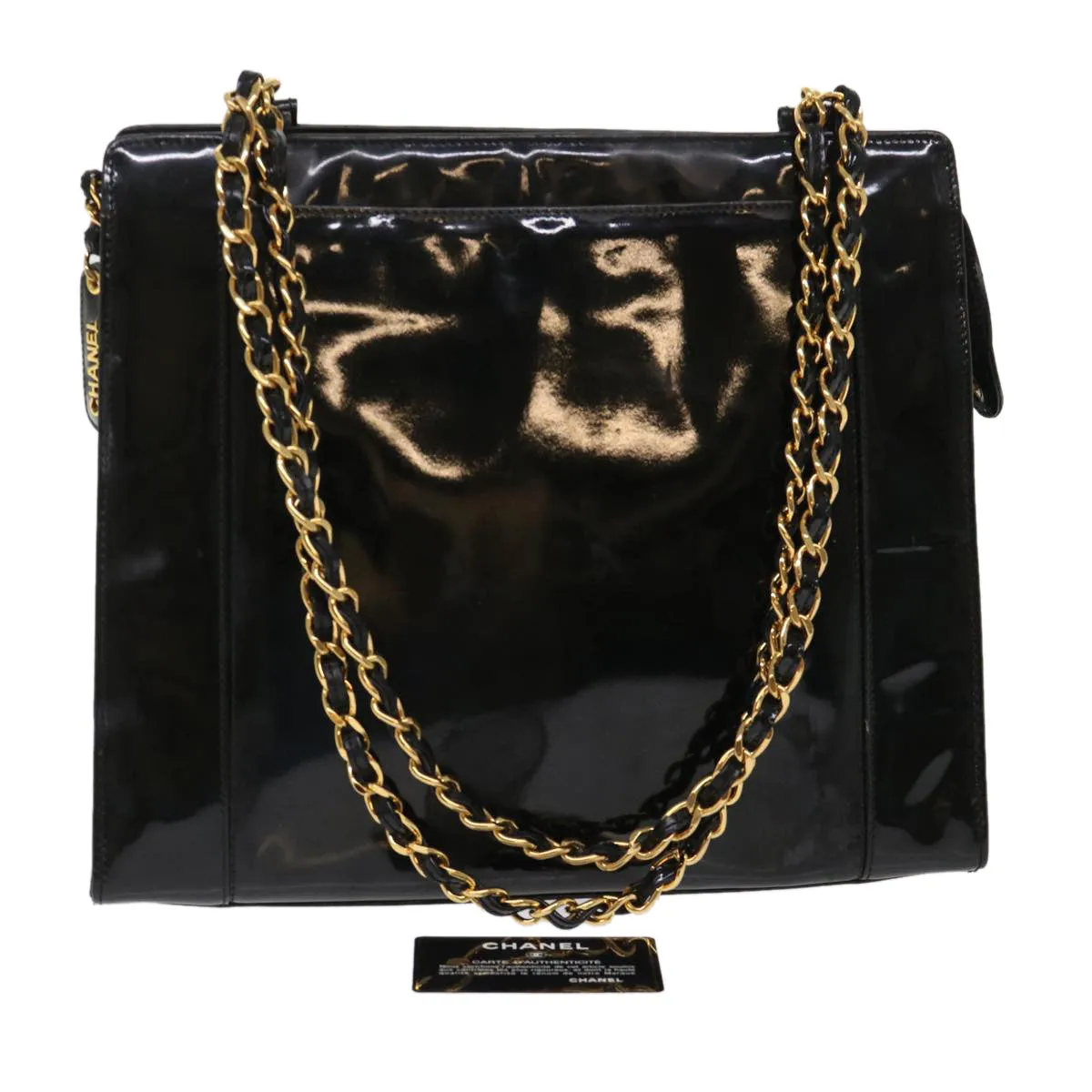 Chanel Chain Shoulder Bag Patent leather Black CC  bs6435