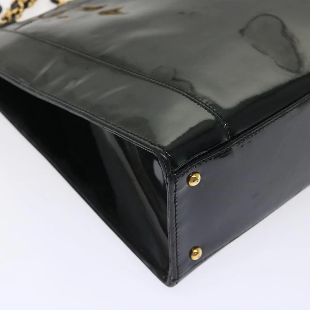 Chanel Chain Shoulder Bag Patent leather Black CC  bs6435