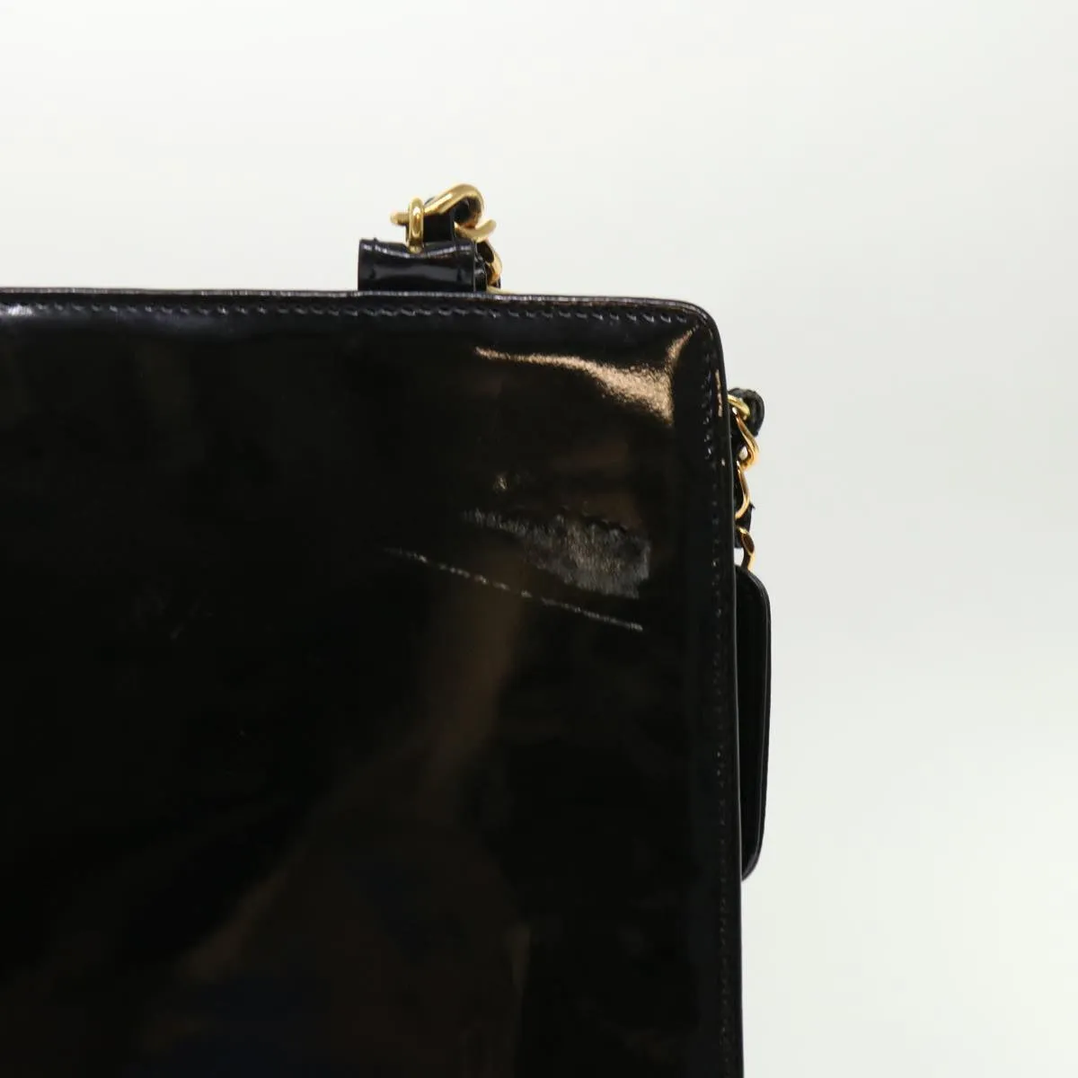 Chanel Chain Shoulder Bag Patent leather Black CC  bs6435