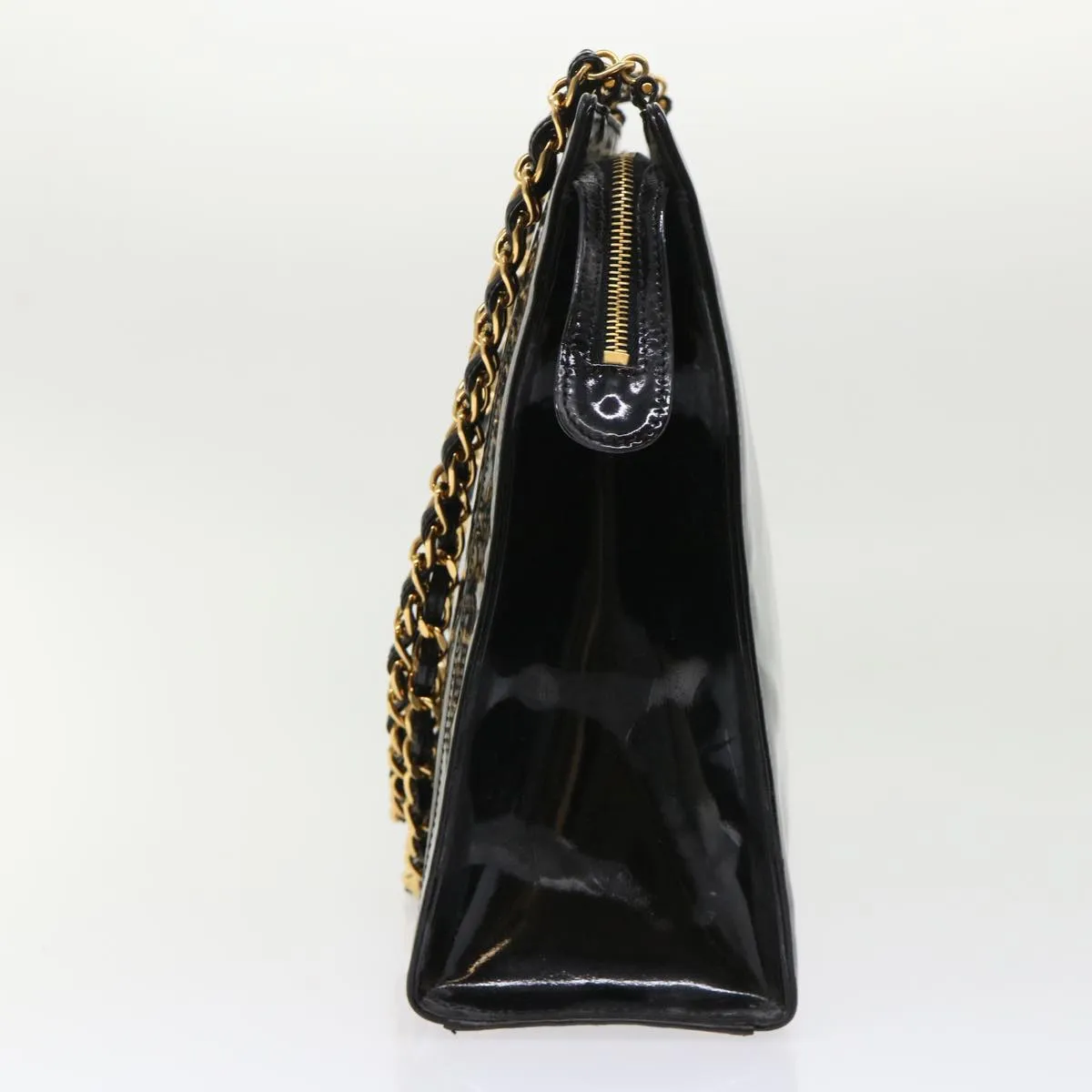 Chanel Chain Shoulder Bag Patent leather Black CC  bs6435