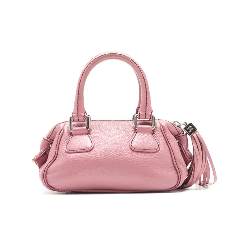 CHANEL CHANEL CABIAS SKIN LOGO MARK HANDBACK WITH FRINGE Pink (Silver G ) Shoulder Bag Mini shoulder bag  bag Ladies bag Hybrid 【 Delivery】 Ladies online
