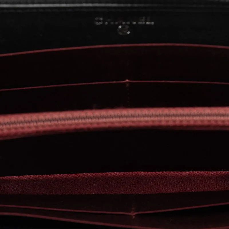 CHANEL CHANEL Mattress Long Wallet Leather Black Ladies Market