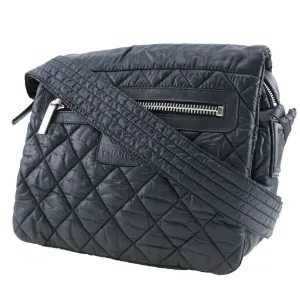 Chanel Chocolate Bar Shoulder Bag Cococoon Nylon x Leather Made in France Black Crossbody Zipper bar Ladies