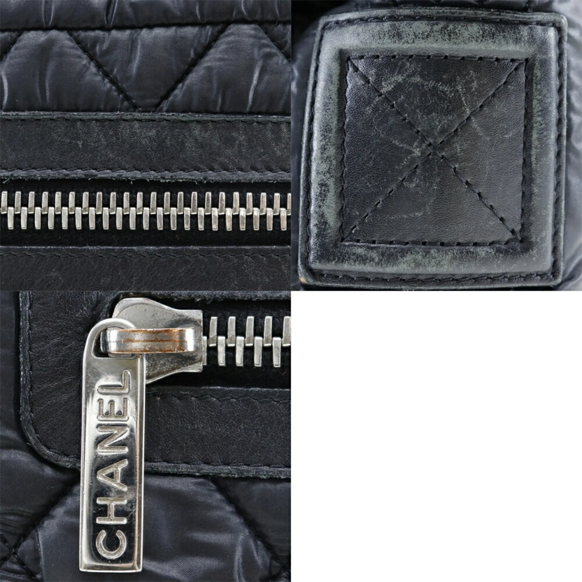 Chanel Chocolate Bar Shoulder Bag Cococoon Nylon x Leather Made in France Black Crossbody Zipper bar Ladies