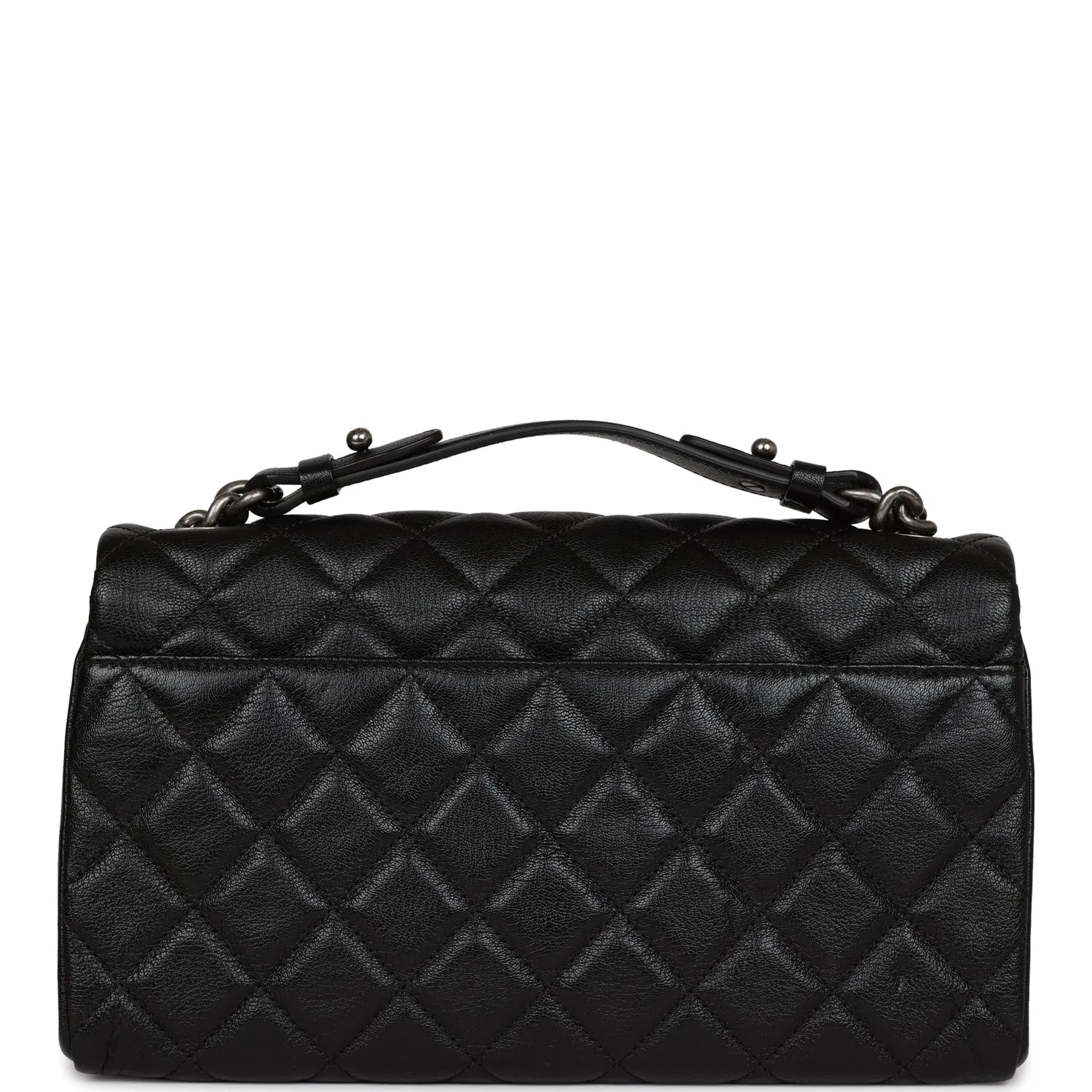 Chanel City Rock Medium Flap Black Goatskin Ruthenium Hardware