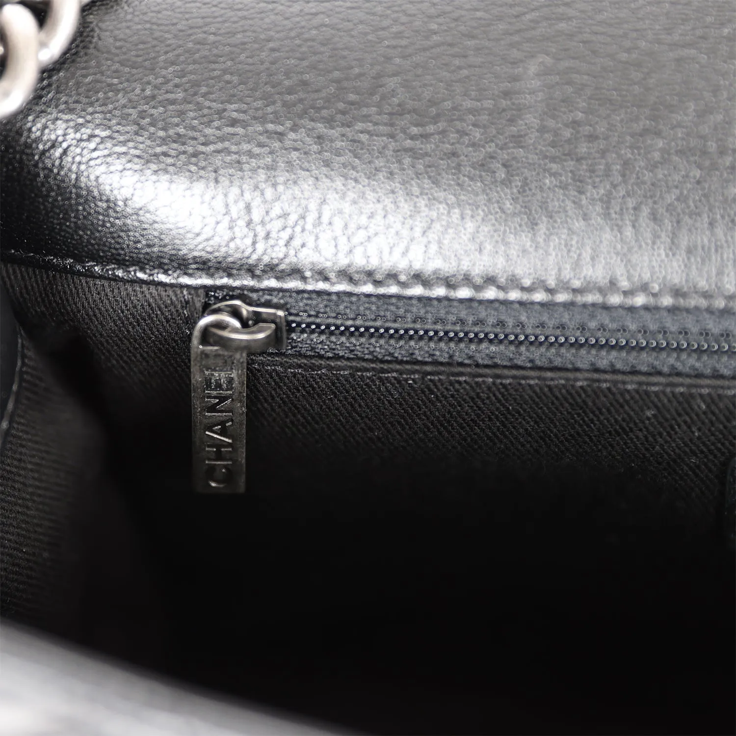 Chanel City Rock Medium Flap Black Goatskin Ruthenium Hardware