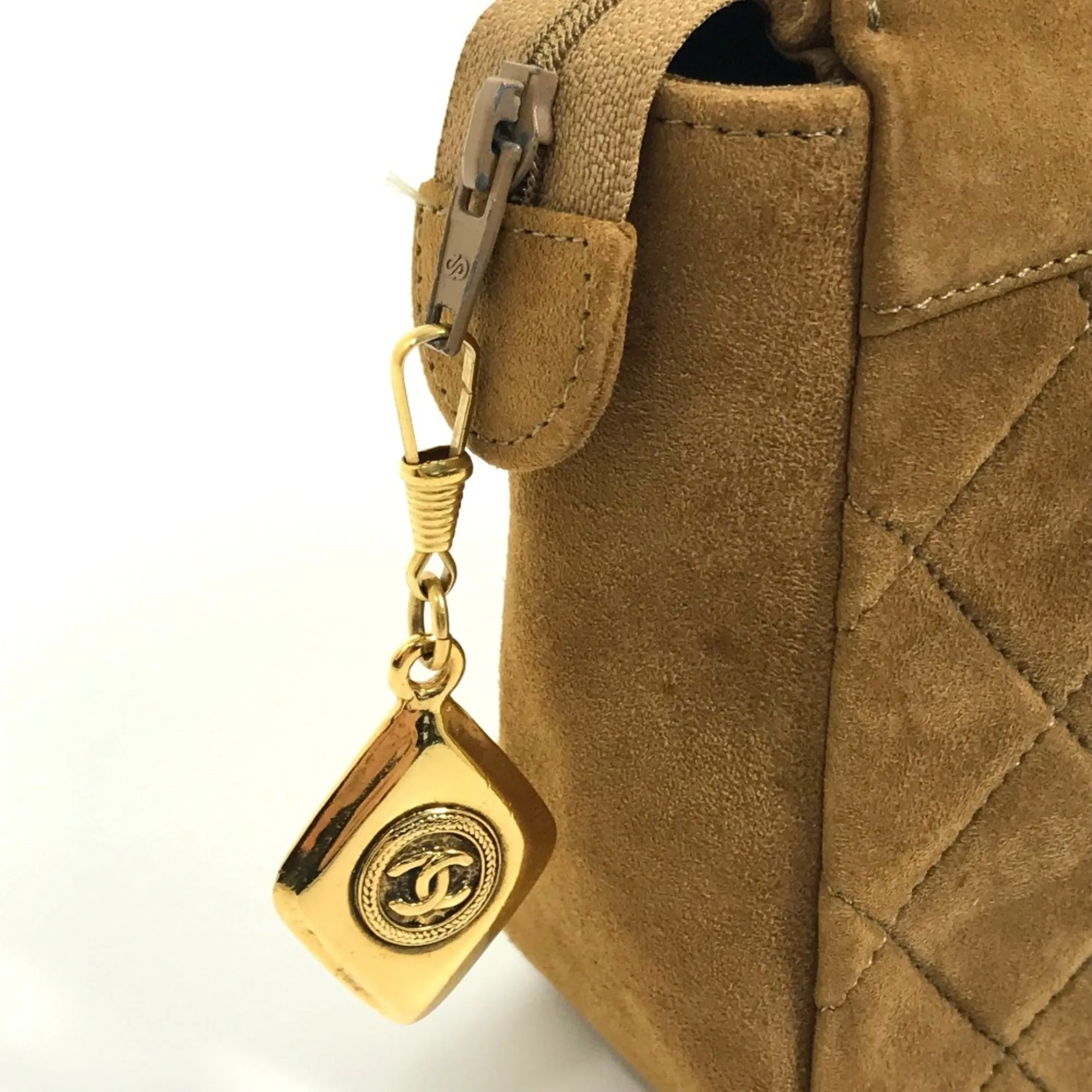Chanel Coco Charm Bag Double Chain Pouch Bag Hand Bag Brown GoldHardware