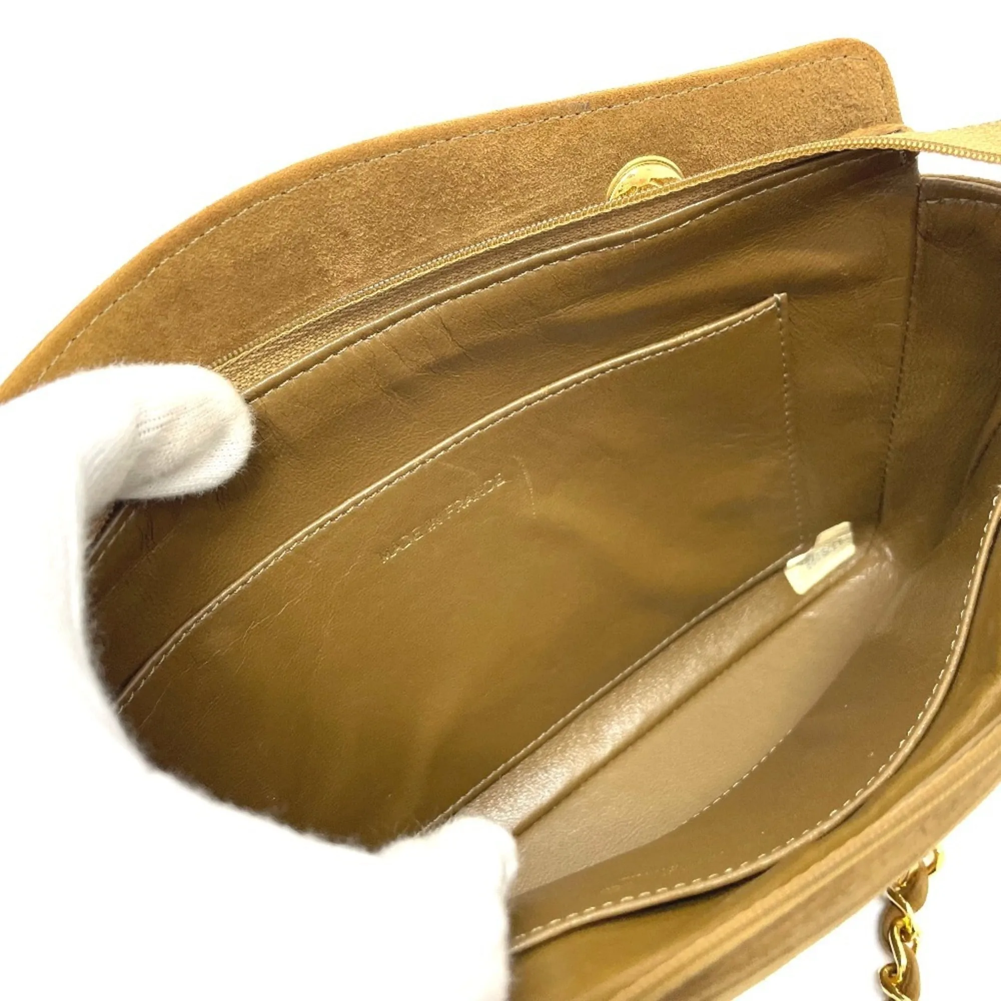Chanel Coco Charm Bag Double Chain Pouch Bag Hand Bag Brown GoldHardware