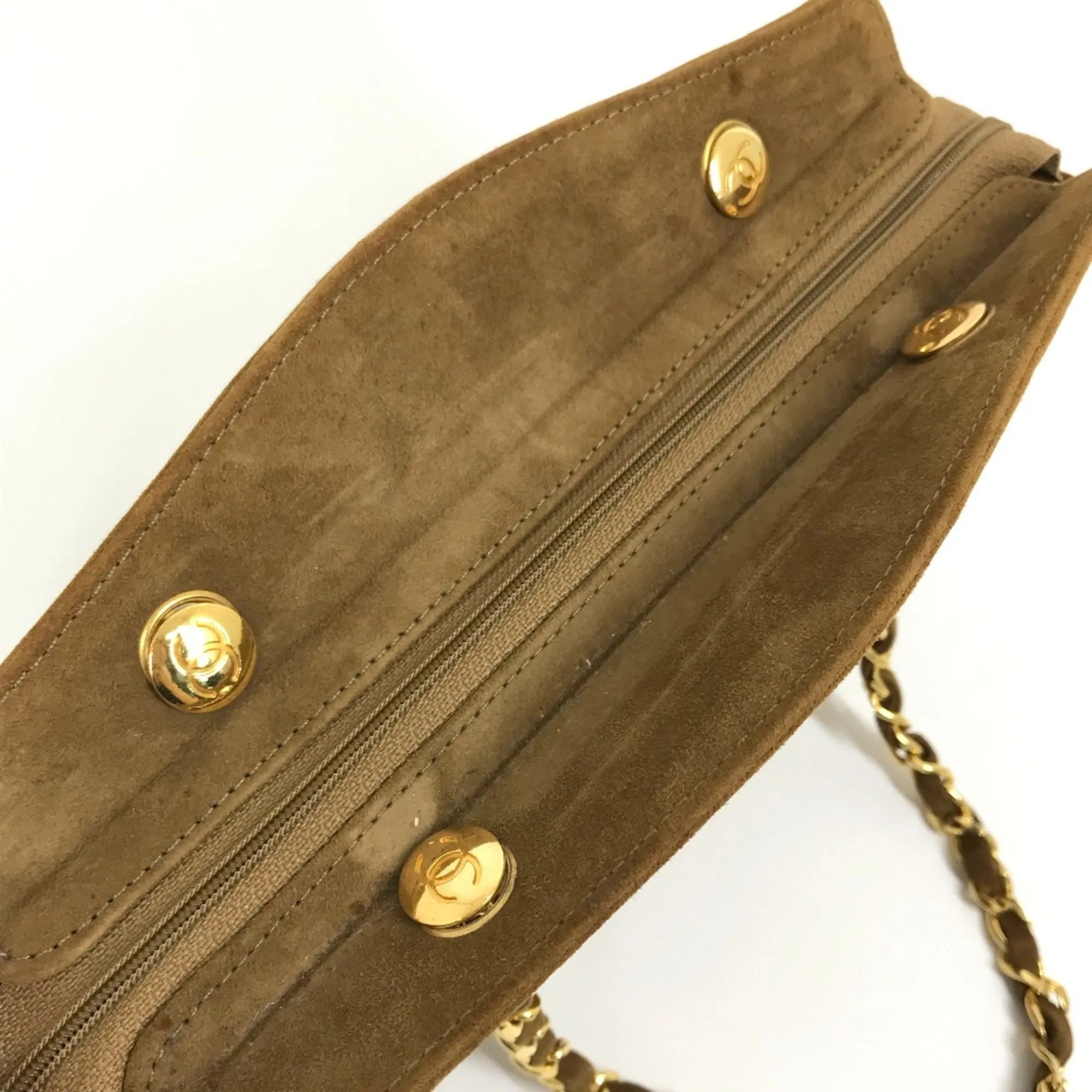 Chanel Coco Charm Bag Double Chain Pouch Bag Hand Bag Brown GoldHardware