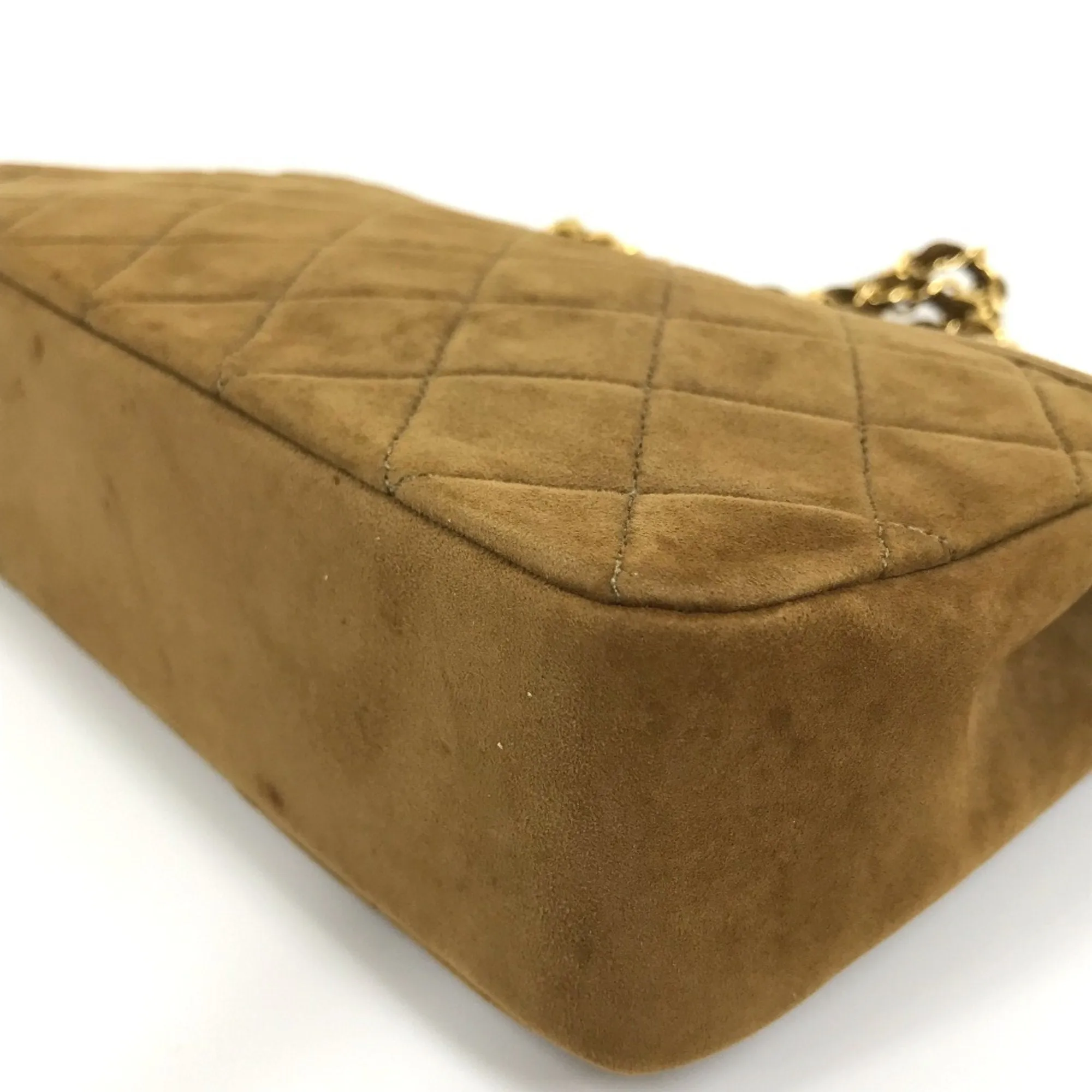Chanel Coco Charm Bag Double Chain Pouch Bag Hand Bag Brown GoldHardware