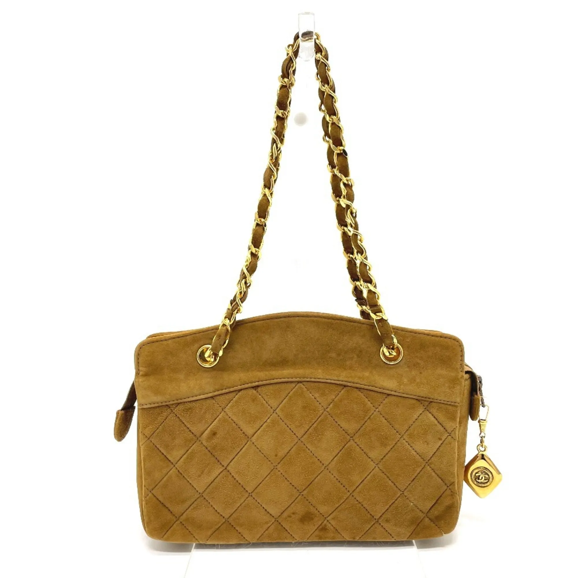 Chanel Coco Charm Bag Double Chain Pouch Bag Hand Bag Brown GoldHardware