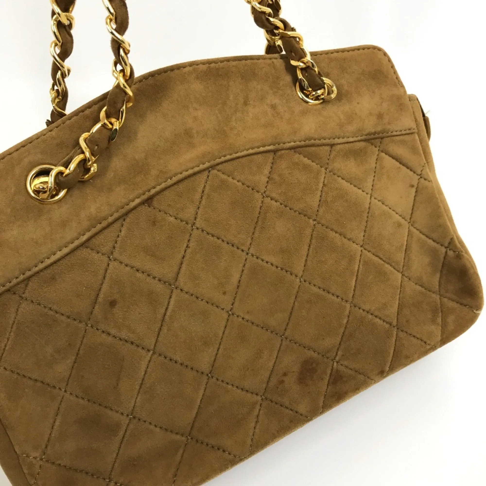 Chanel Coco Charm Bag Double Chain Pouch Bag Hand Bag Brown GoldHardware