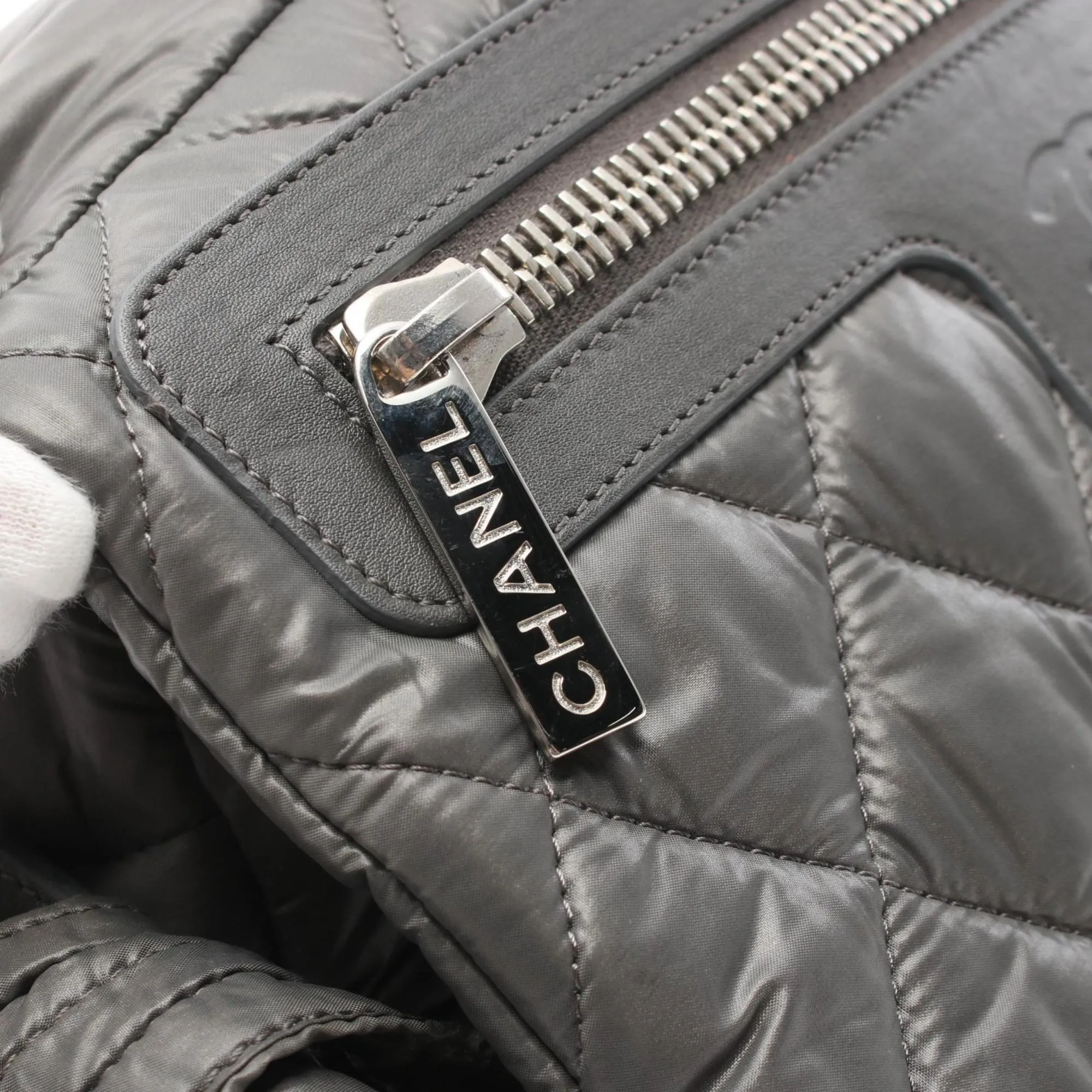 CHANEL Coco Cocoon Small Shoulder Bag Nylon Leather Women's Green 8616