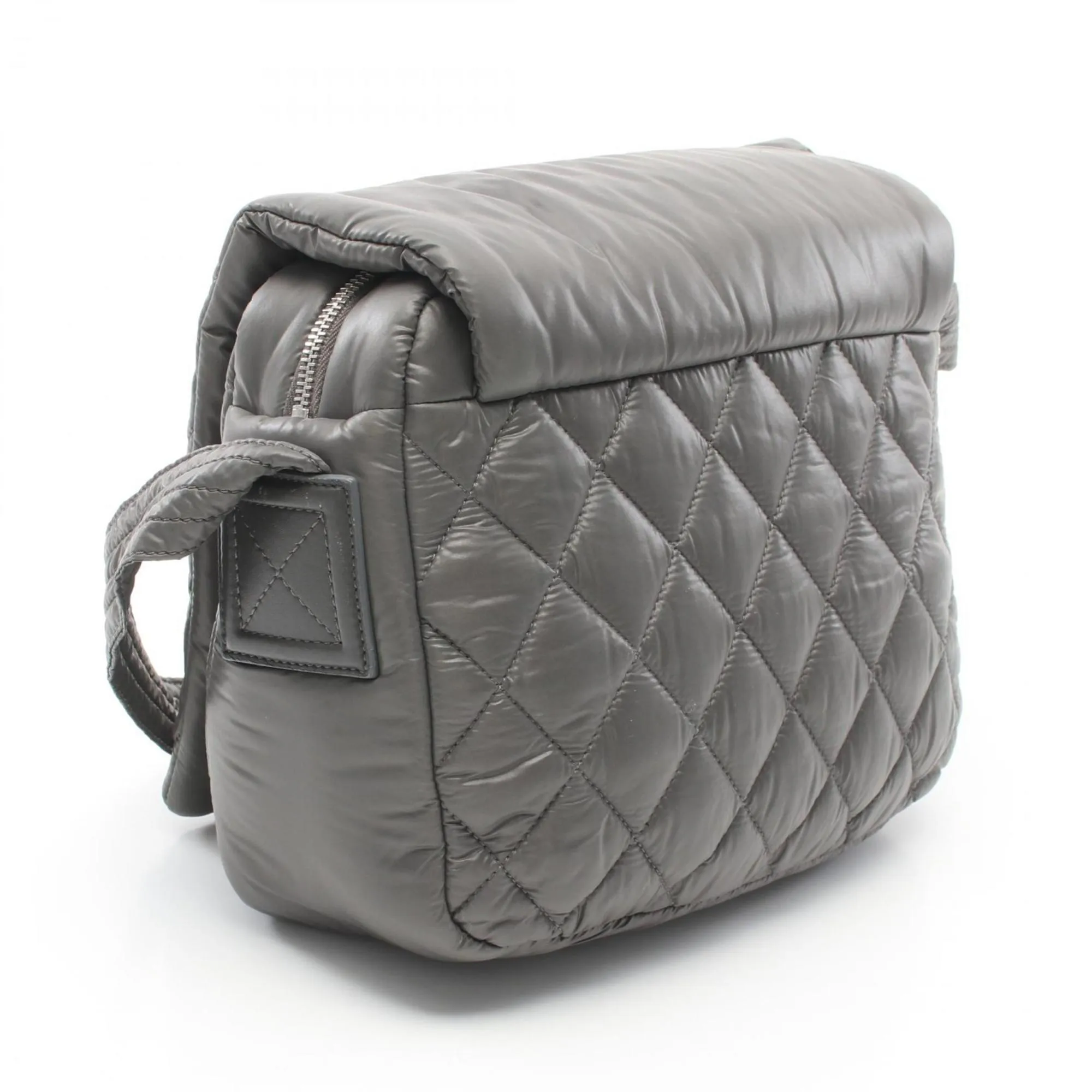 CHANEL Coco Cocoon Small Shoulder Bag Nylon Leather Women's Green 8616