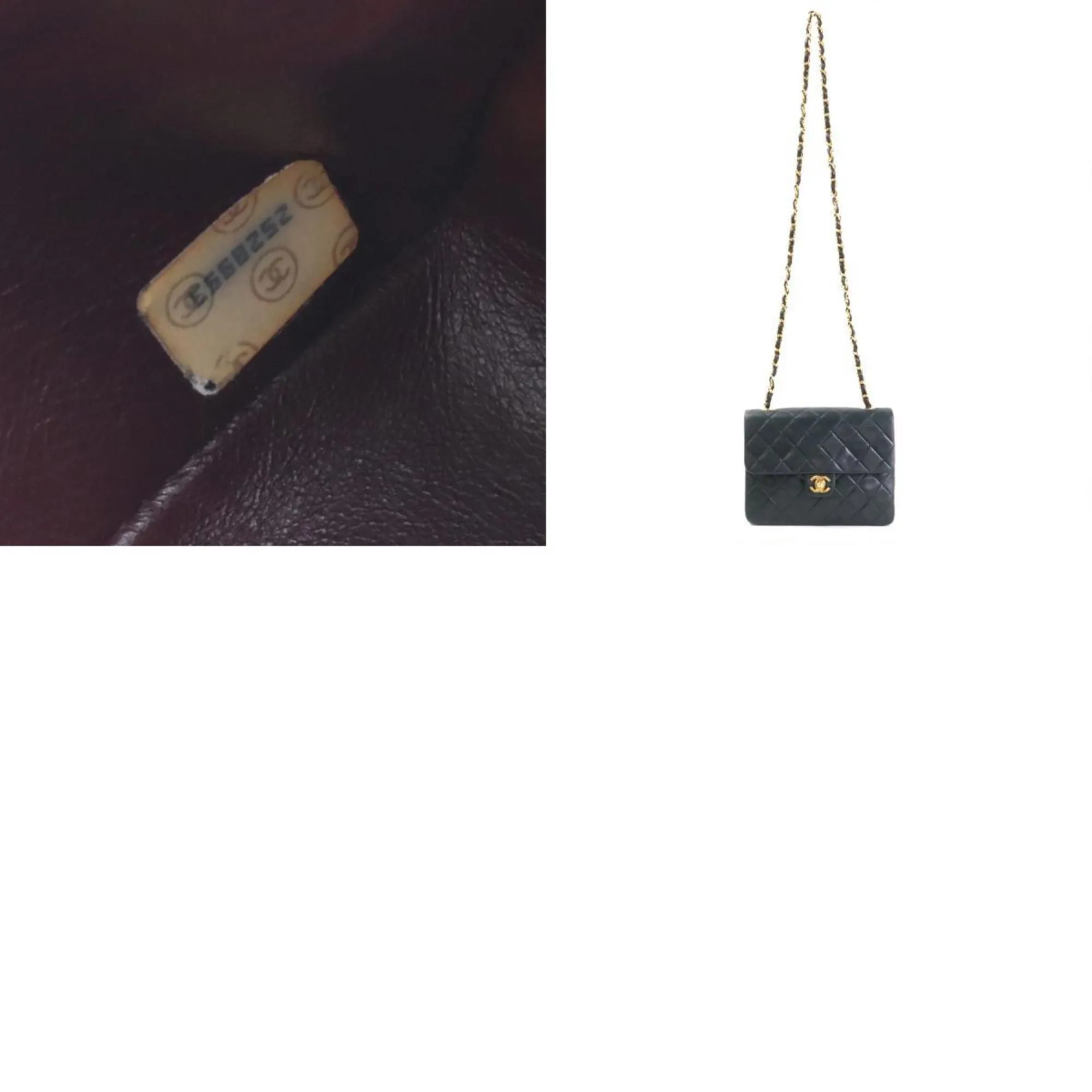 Chanel Crossbody Shoulder Bag Matelasse Leather/Metal Black/Gold Women's