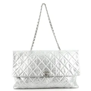 CHANEL CRUMPLED QUILTED CALFSKIN METALLIC CHAIN BAG