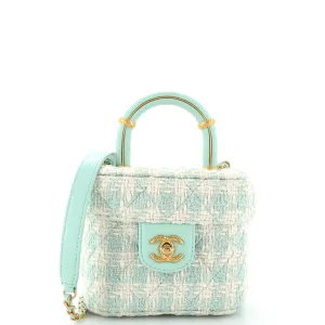 CHANEL Crush Top Handle Flap Bag Quilted Tweed Mini