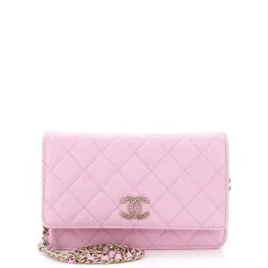 CHANEL Crystal Woven CC Wallet on Chain Quilted Caviar