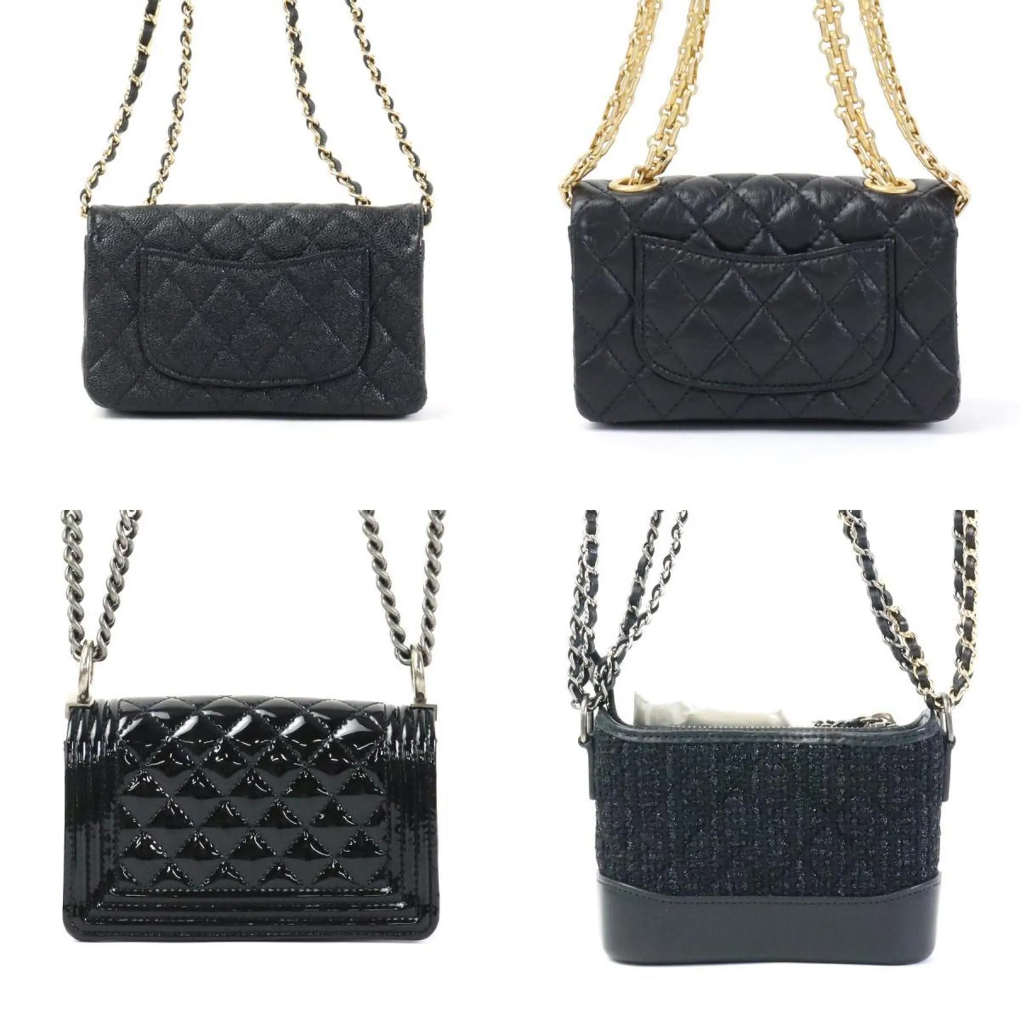 Chanel Diagonal Shoulder Bag Trunk Mini 4 Piece Set Success Story Leather Black Women's