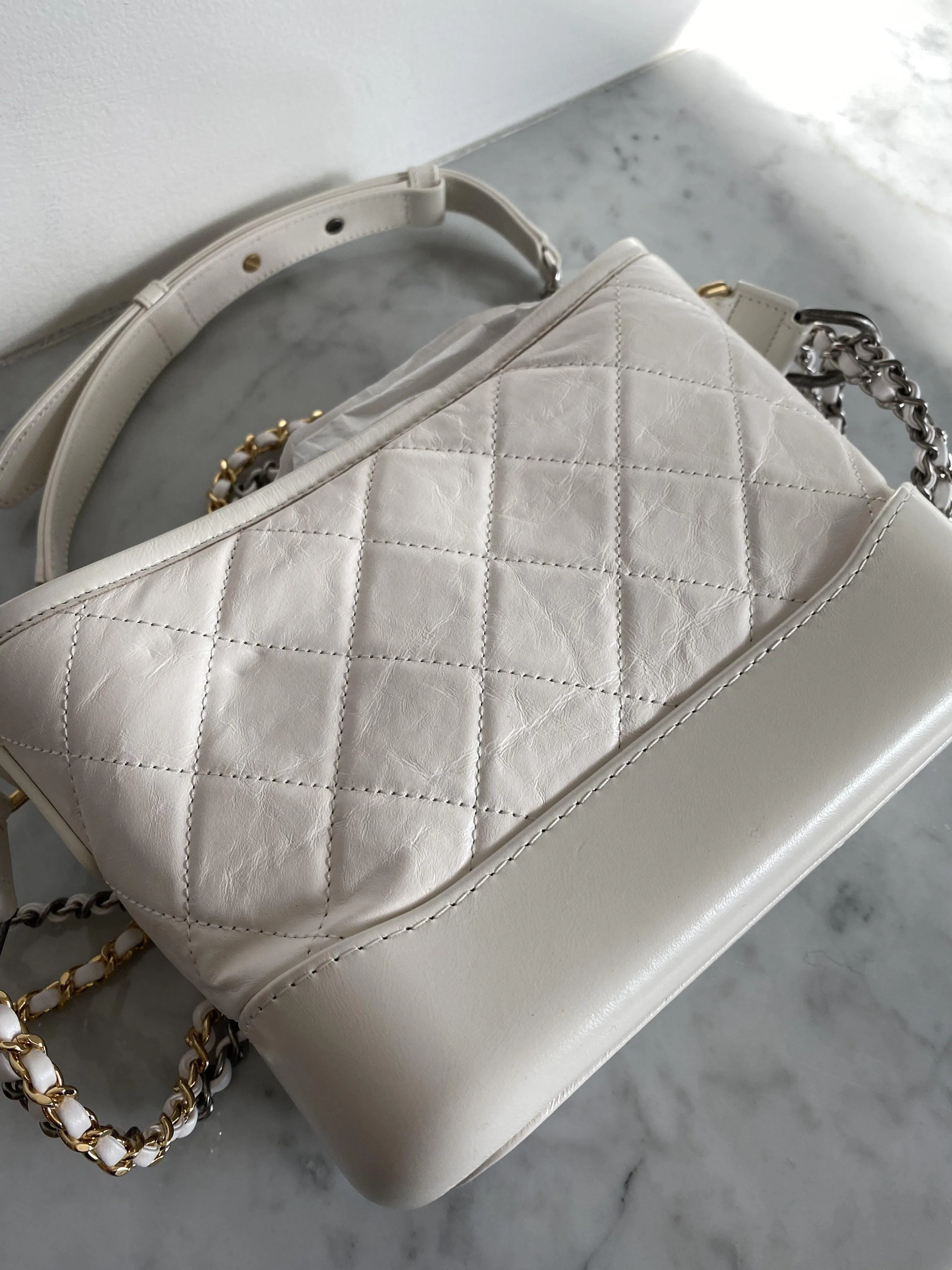Chanel Gabrielle White Small Hobo Bag