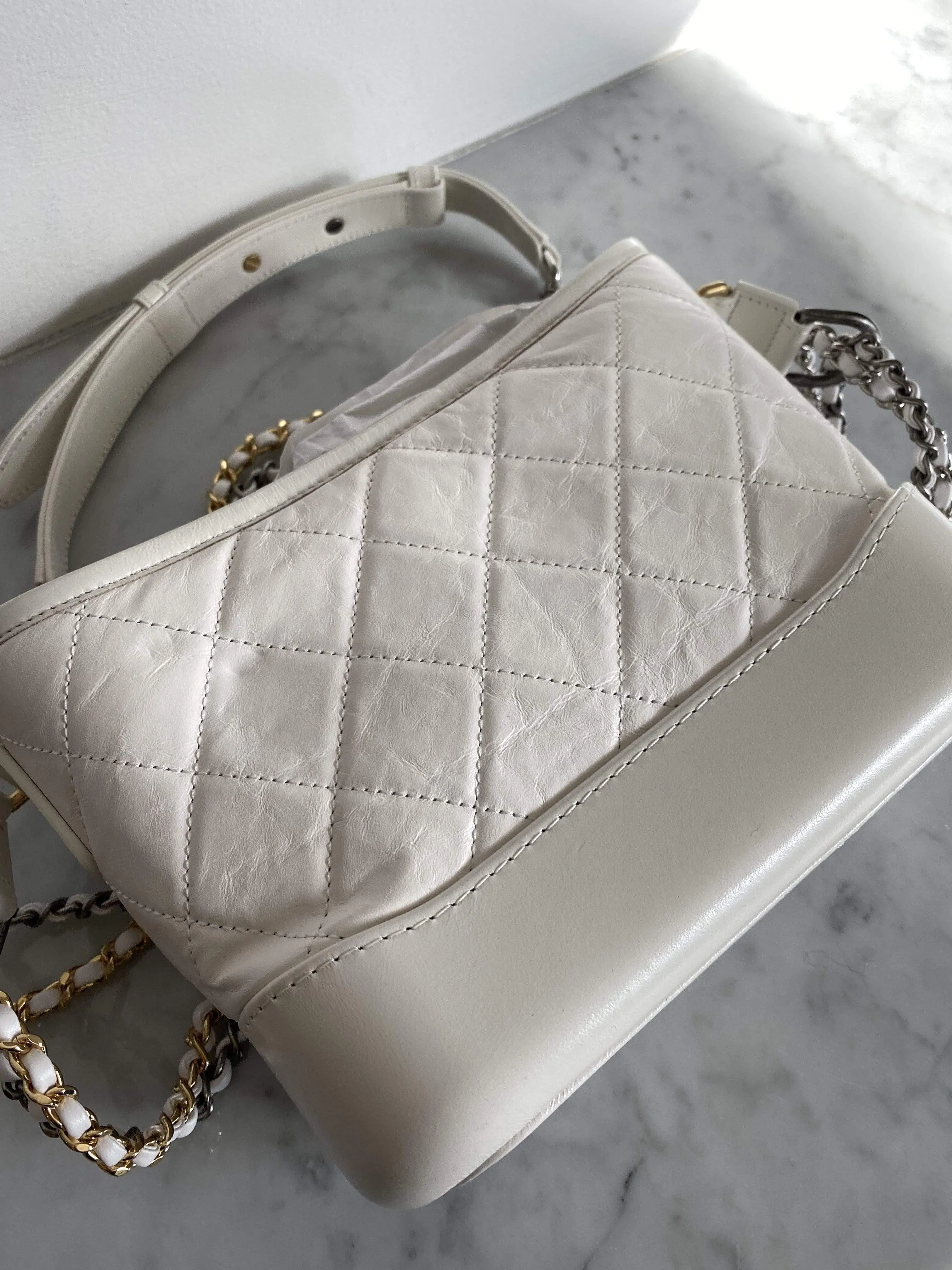 Chanel Gabrielle White Small Hobo Bag