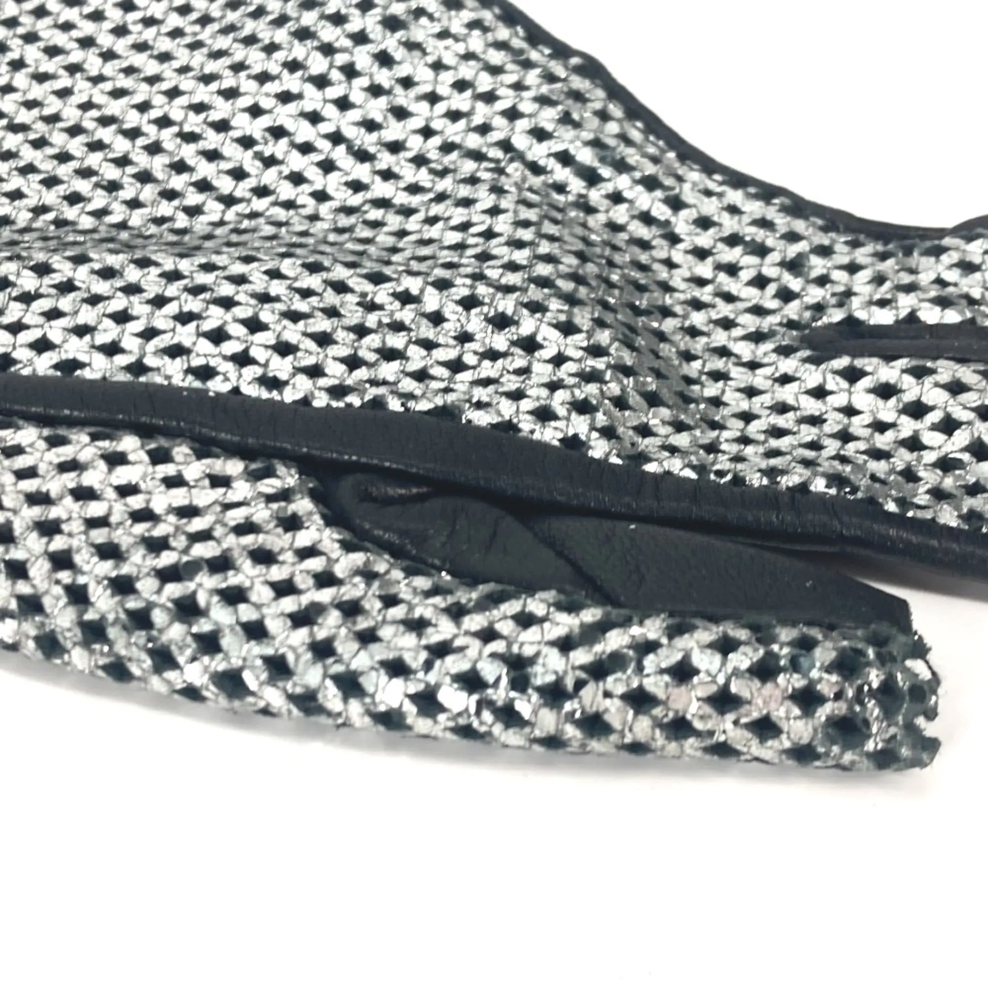 Chanel Glove Mesh gloves Black Silver