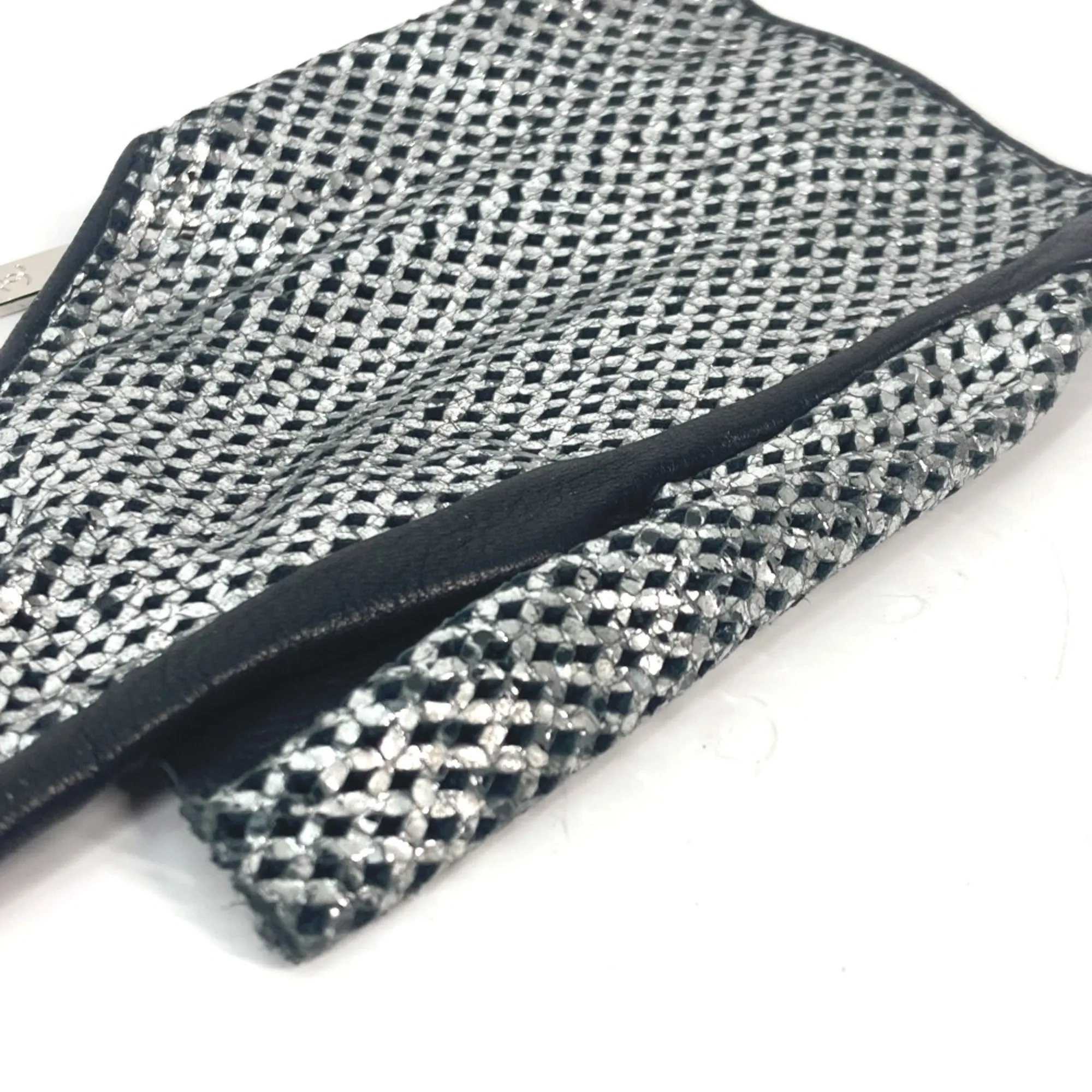 Chanel Glove Mesh gloves Black Silver