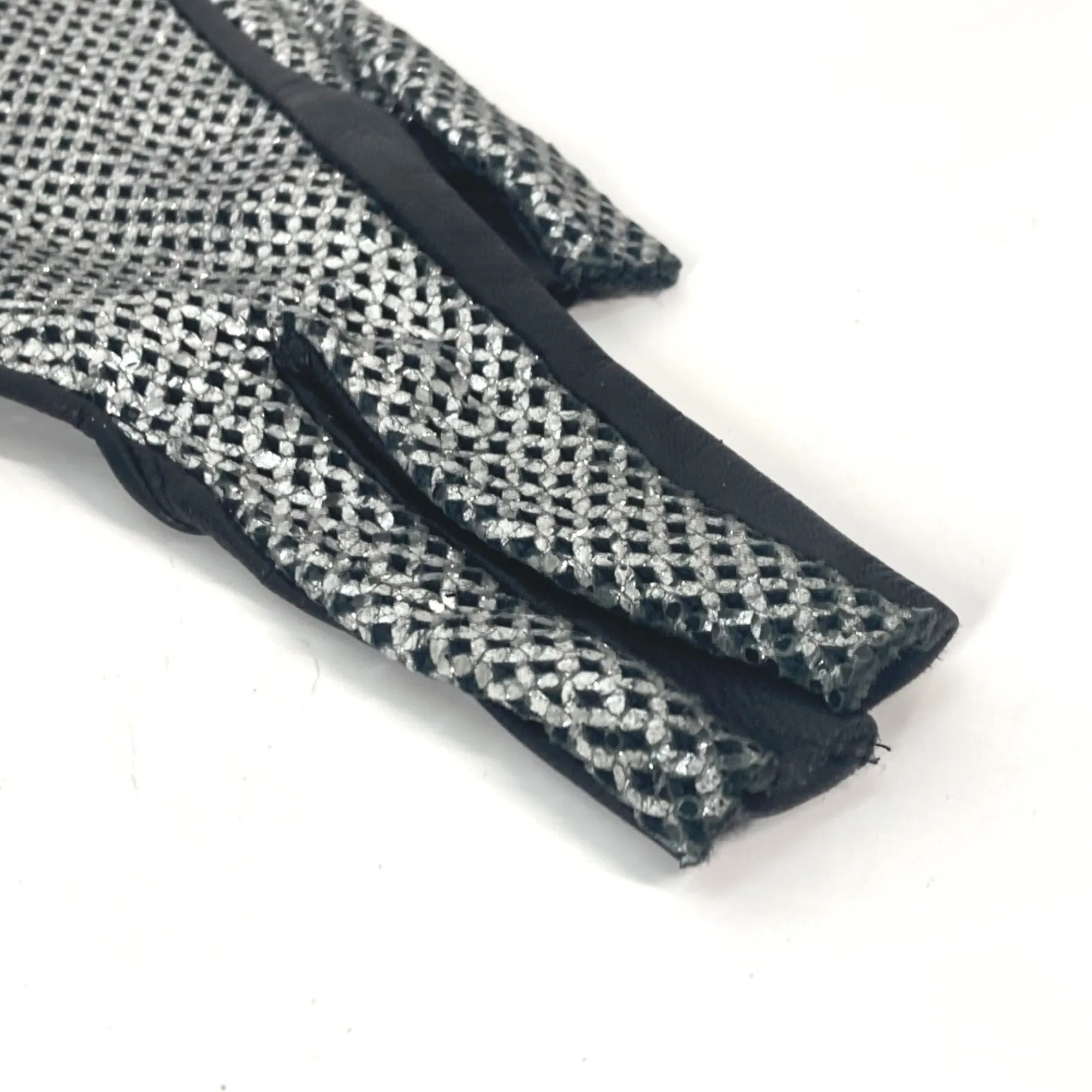 Chanel Glove Mesh gloves Black Silver