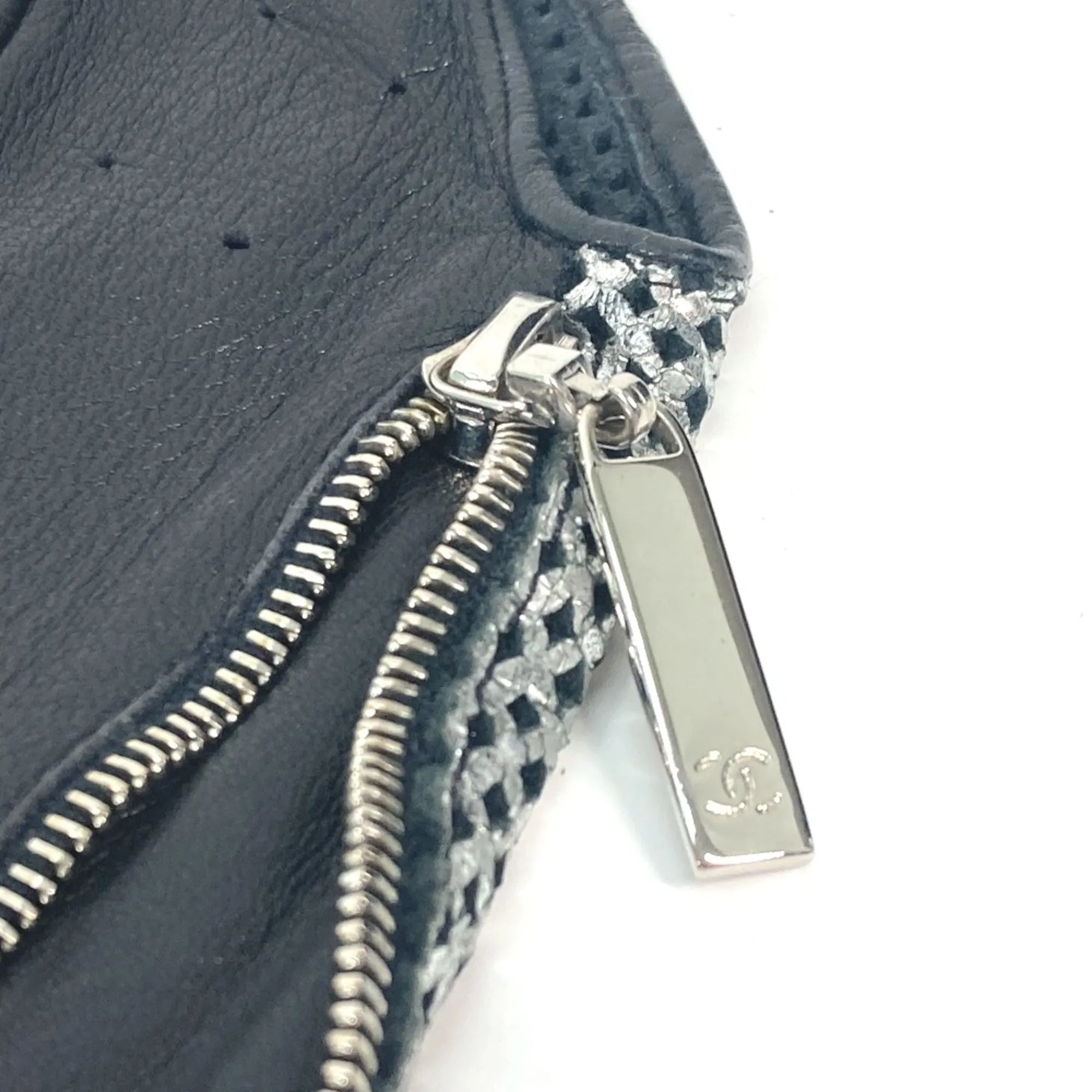Chanel Glove Mesh gloves Black Silver