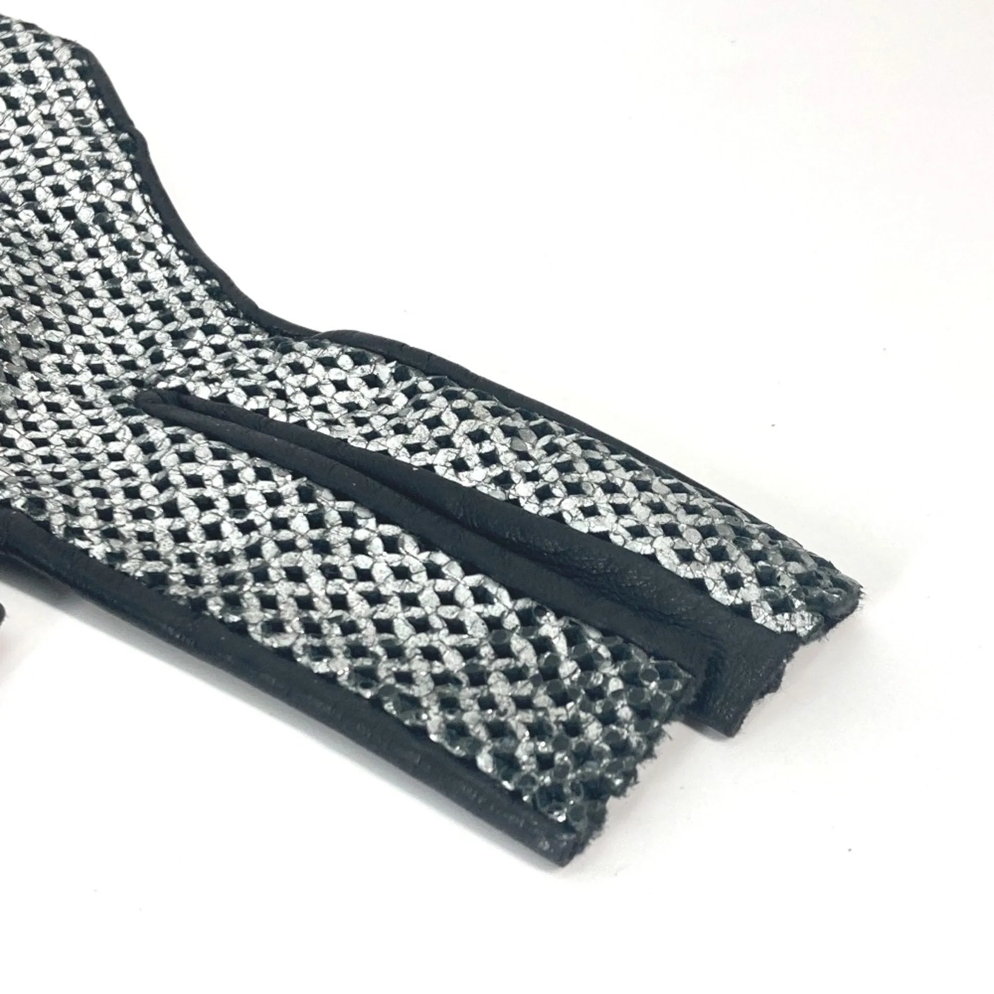 Chanel Glove Mesh gloves Black Silver