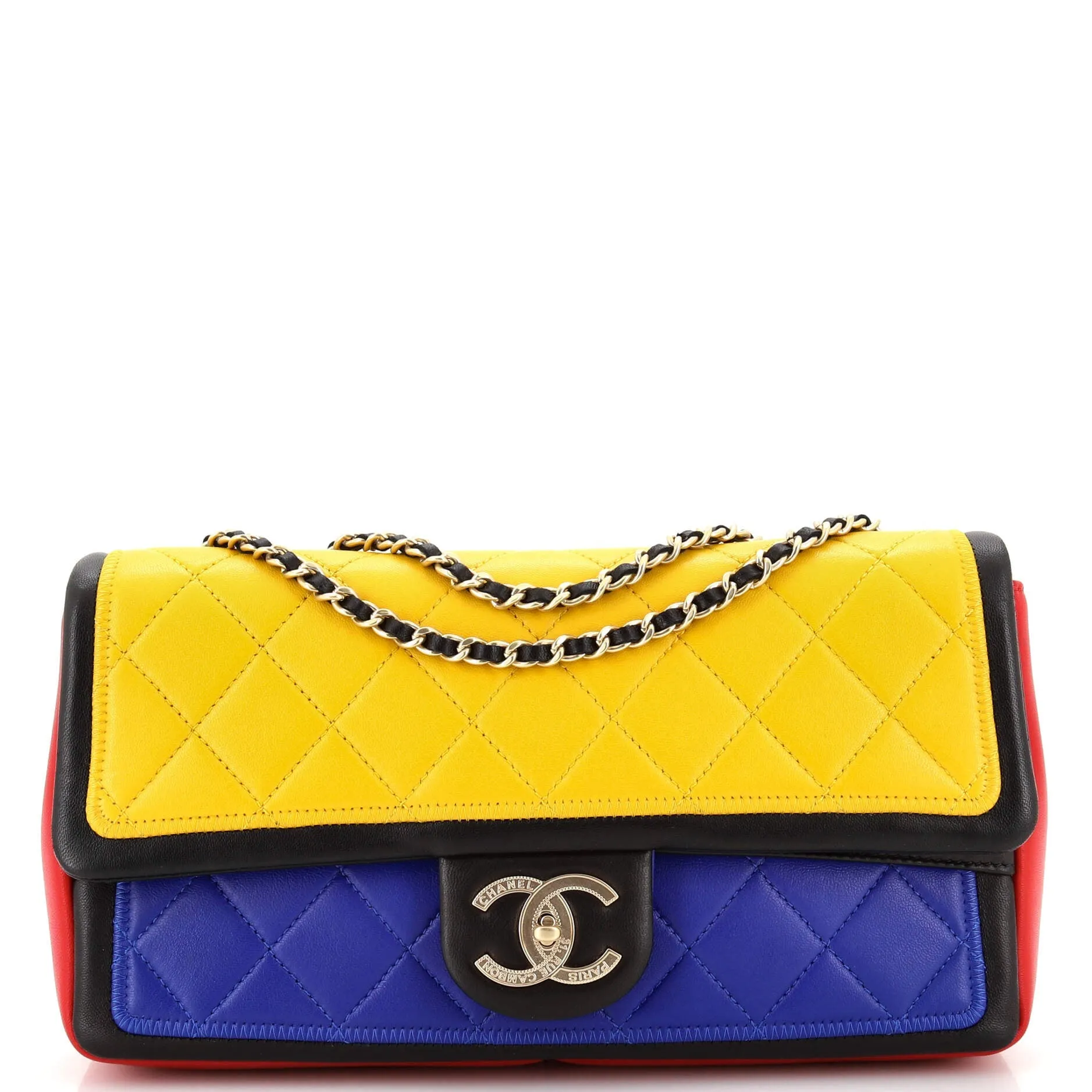 CHANEL Graphic Flap Bag Quilted Calfskin Medium