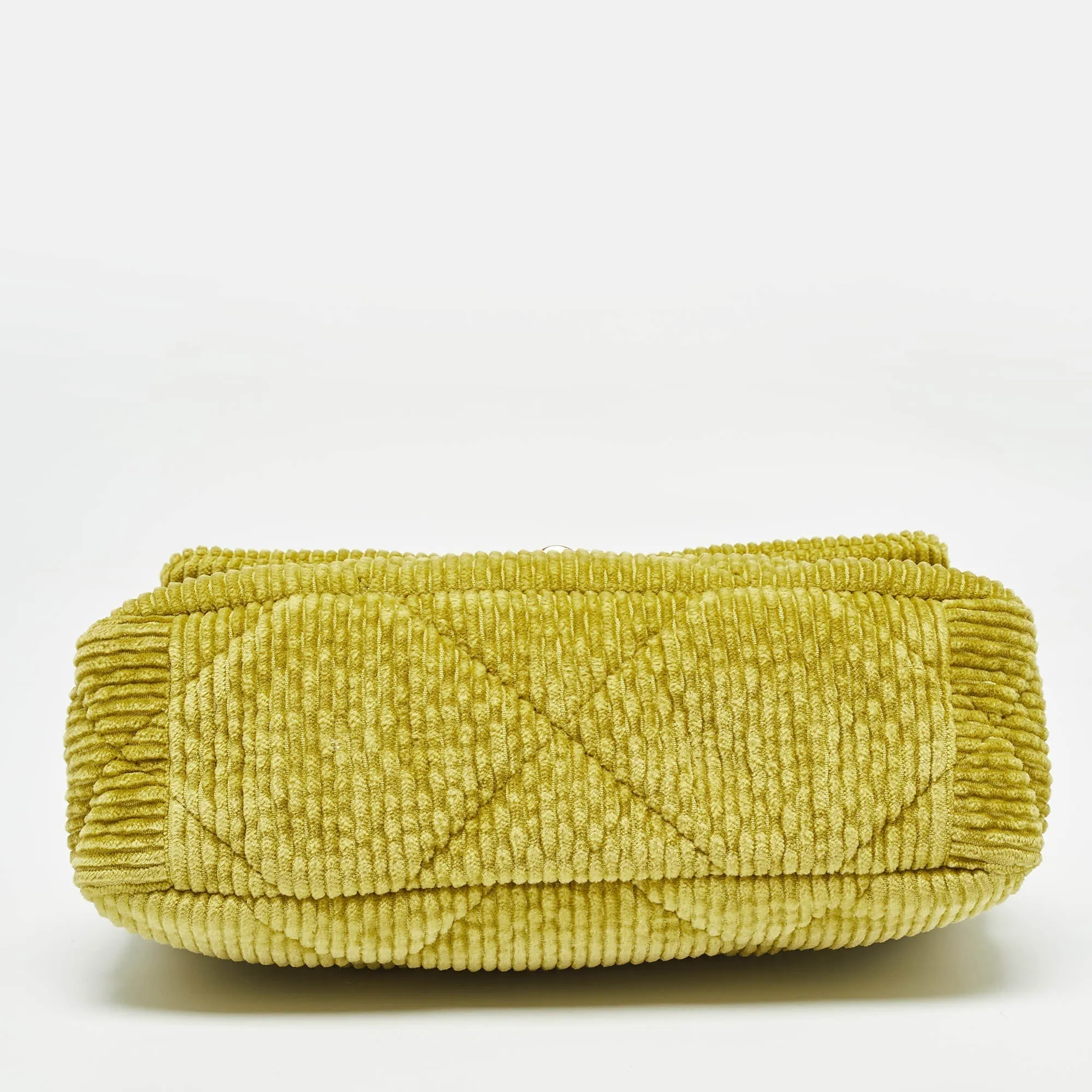CHANEL Green Quilted Corduroy Medium 19 Flap Bag