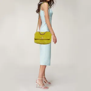 CHANEL Green Quilted Corduroy Medium 19 Flap Bag