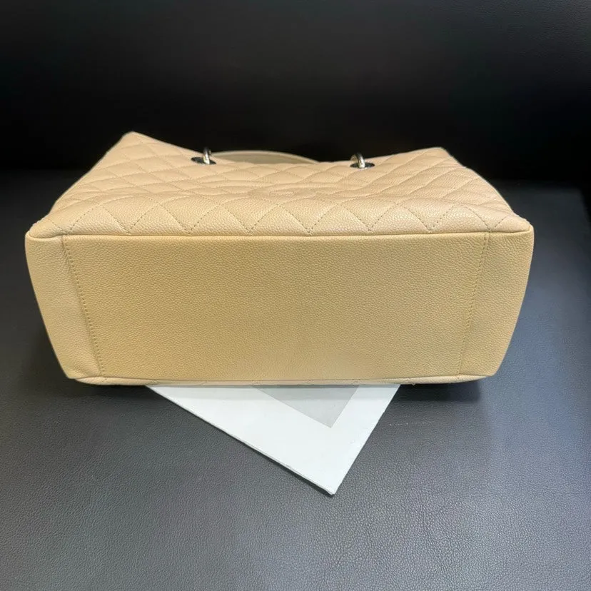 Chanel GST Beige Caviar Quilted Leather Tote Bag 36x24.5x15cm